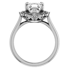 Asscher Moissanite Cathedral Engagement Ring