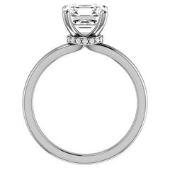 Asscher Moissanite & Diamond Encircled Solitaire Ring