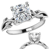 Cushion cut Solitaire with Floral Accents