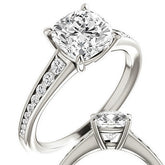 Cushion & Diamond Channel Set Engagement Ring