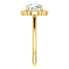 Cushion Petite Halo Floral Engagement Ring with Milgrain