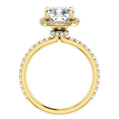 Cushion Moissanite Halo Engagement Ring
