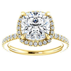Cushion Moissanite Halo Engagement Ring