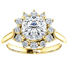 Cushion Moissanite Snowflake Halo Ring