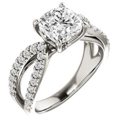 Cushion Moissanite Infinity Style Engagement Ring