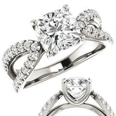 Cushion Moissanite Infinity Style Engagement Ring