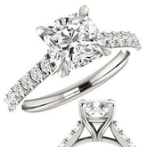 Cushion Cut Moissanite Cathedral Engagement Ring