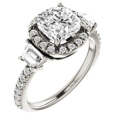 Cushion Three Stone style Engagement Ring