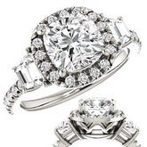 Cushion Three Stone style Engagement Ring