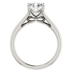 Cushion Solitaire Engagement Ring with Bow Accent