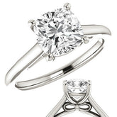 Cushion Solitaire Engagement Ring with Bow Accent
