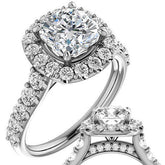 Cushion Cut Halo Cathedral Engagement Ring