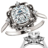 Cushion Moissanite Cathedral Engagement Ring