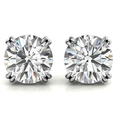 Round Double Prong Basket Moissanite Stud Earrings