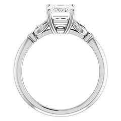 Floral Inspired Emerald / Radiant Cathedral Engagement Ring