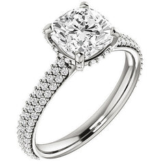 Cushion Moissanite Pave Style Engagement Ring
