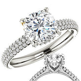 Cushion Moissanite Pave Style Engagement Ring