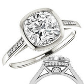 Cushion Moissanite Petite Bezel Engagement Ring