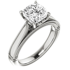 Cushion Cathedral Solitaire with Scroll Accents