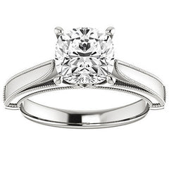 Cushion Cathedral Solitaire with Scroll Accents