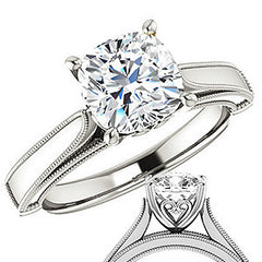 Cushion Cathedral Solitaire with Scroll Accents