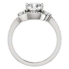 Cushion Accented Bypass Moissanite Halo Engagement Ring