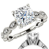 Cushion Infinity-Styled Engagement Ring with Milgrain