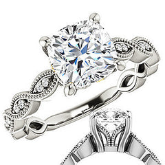 Cushion Infinity-Styled Engagement Ring with Milgrain