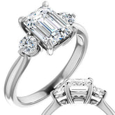 Emerald / Radiant Moissanite 3-Stone Ring