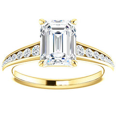 Emerald / Radiant Channel Set Engagement Ring