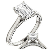 Emerald / Radiant Cathedral Diamond Accented Engagement Ring