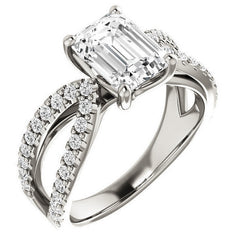 Emerald / Radiant cut Infinity Style Engagement Ring