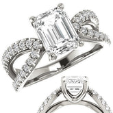 Emerald / Radiant cut Infinity Style Engagement Ring