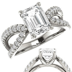 Emerald / Radiant cut Infinity Style Engagement Ring