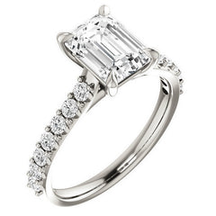 Emerald / Radiant shaped Moissanite Engagement Ring