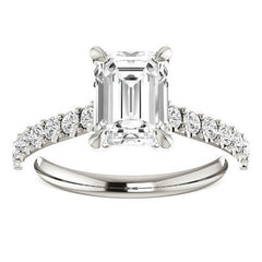 Emerald / Radiant shaped Moissanite Engagement Ring