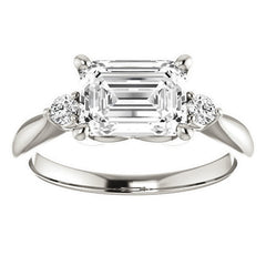 Emerald / Radiant Moissanite Engagement Ring