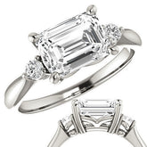 Emerald / Radiant Moissanite Engagement Ring