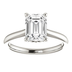 Emerald / Radiant Moissanite Solitaire Ring