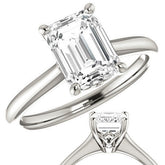 Emerald / Radiant Moissanite Solitaire Ring