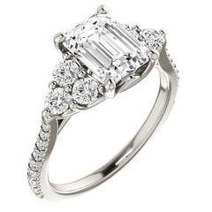 Emerald / Radiant Moissanite Engagement Ring