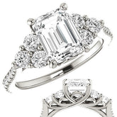 Emerald / Radiant Moissanite Engagement Ring