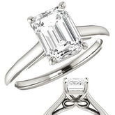Emerald / Radiant Solitaire Engagement Ring with Bow Accent