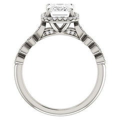 Emerald / Radiant Cathedral Engagement Ring