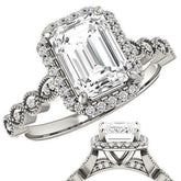 Emerald / Radiant Cathedral Engagement Ring