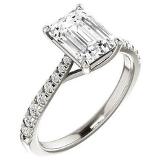Emerald / Radiant Moissanite Trellis Engagement Ring