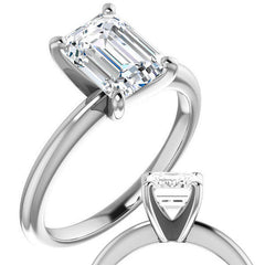 Emerald / Radiant cut Moissanite Solitaire Ring