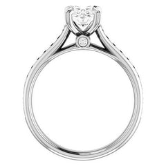 Double Prong Channel Set Oval Cut Moissanite Engagement Ring
