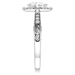 Oval Moissanite Antique Scroll Halo Engagement Ring