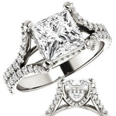 Princess cut Moissanite Split Shank Engagement Ring
